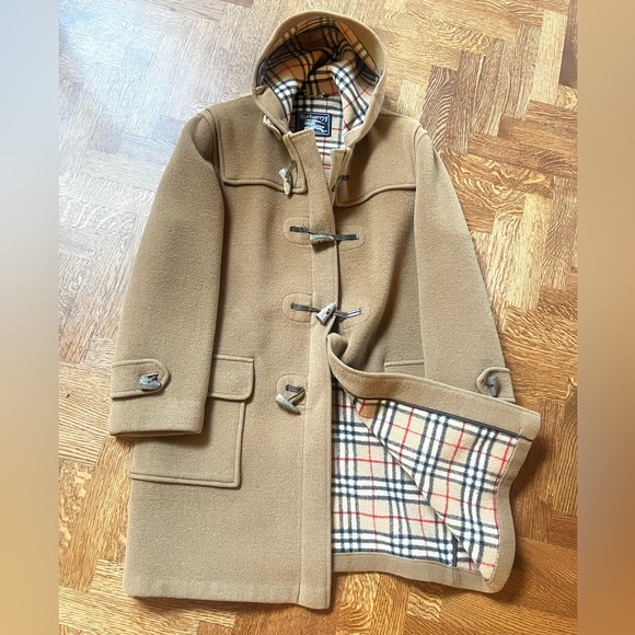 BURBERRY Vintage Duffle Coat Plaid Nova Check Wool Toggle Hooded Luxury XXL - Picture 1 of 16